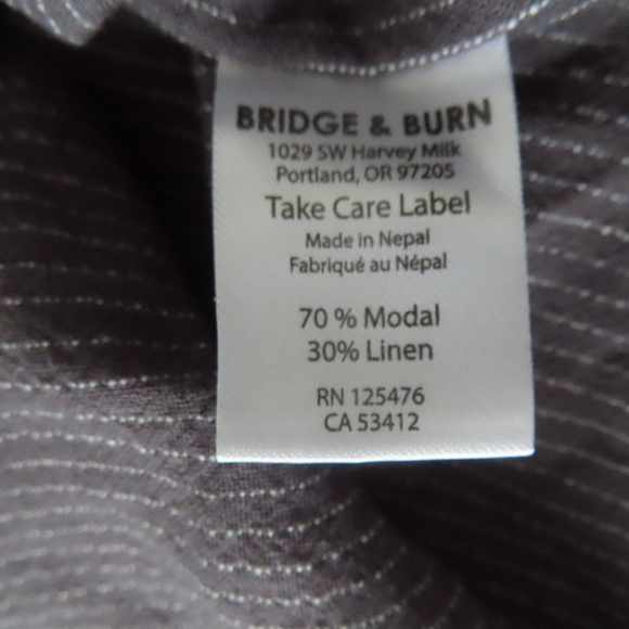 Bridge & Burn marten slate pinstripe Short Sleeve Button Up Shirt Men’s Sz 2XL - Picture 7 of 7